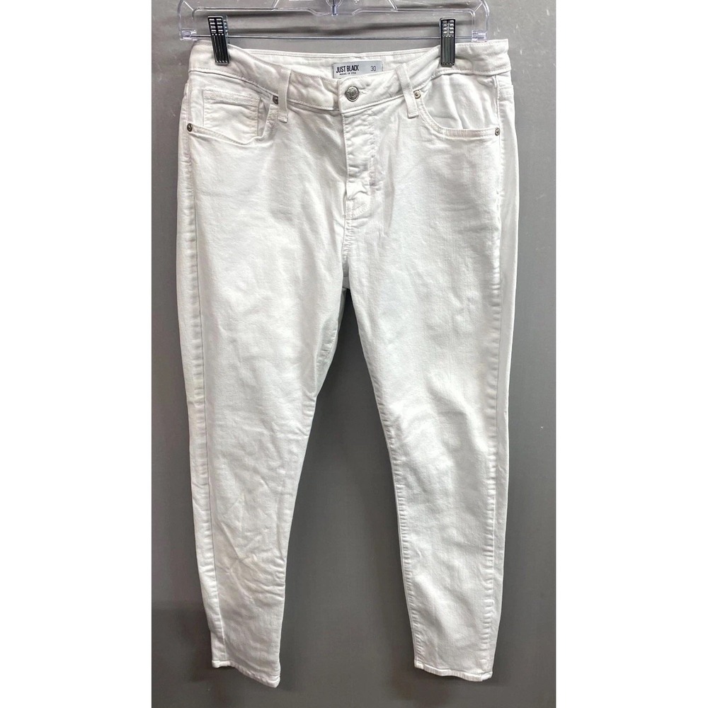 Just Black Jeans Womens 30 White Denim Cotton Stretch Skinny Leg Light Wash